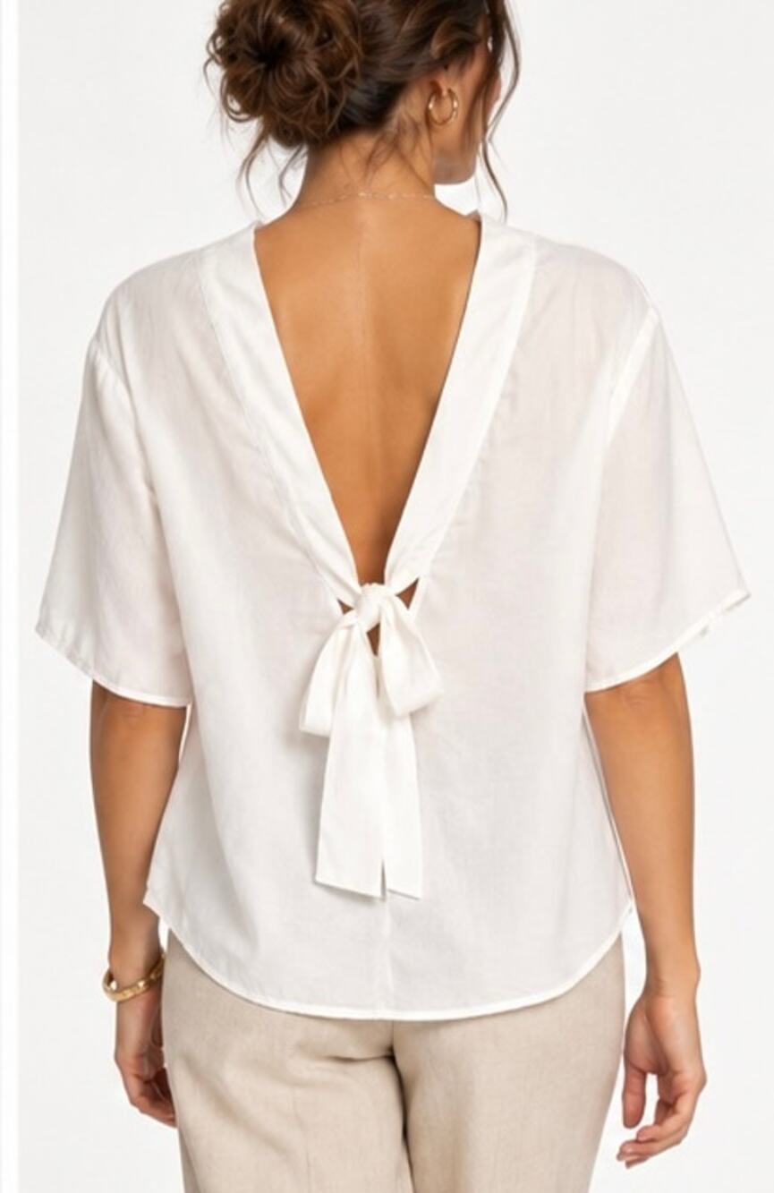 J. Crew Rare Sample Style Bow Open Back Blouse White Size S
